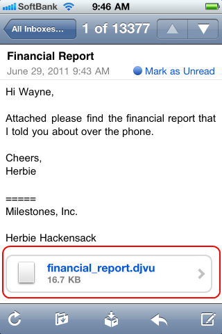 Opening a DjVu from the E-mail Attachment