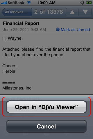 Open a DjVu from the E-mail Attachment