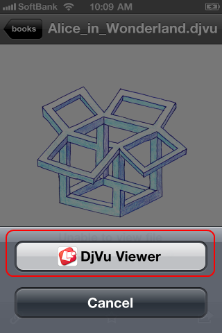 Opening a DjVu from Dropbox